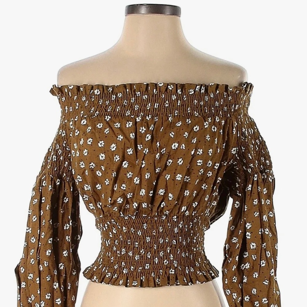 Zara Floral Peasant Crop Top